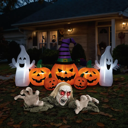 DirectDeals Halloween Groundbreaker inflatable pumpkins with ghost figures and crawling zombie on Tampa Home & Garden Store