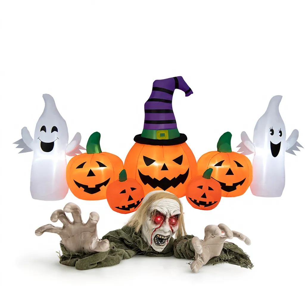 Inflatable Halloween Groundbreaker zombie and pumpkin display with ghosts by DirectDeals on Tampa Home & Garden Store