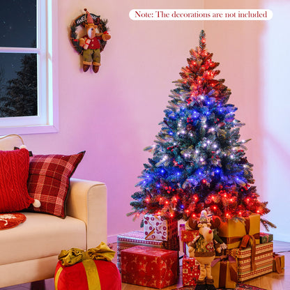 DirectDeals 5/6/7/8 ft artificial Christmas tree with LED lights and remote app control beside gifts on Tampa Home & Garden Store