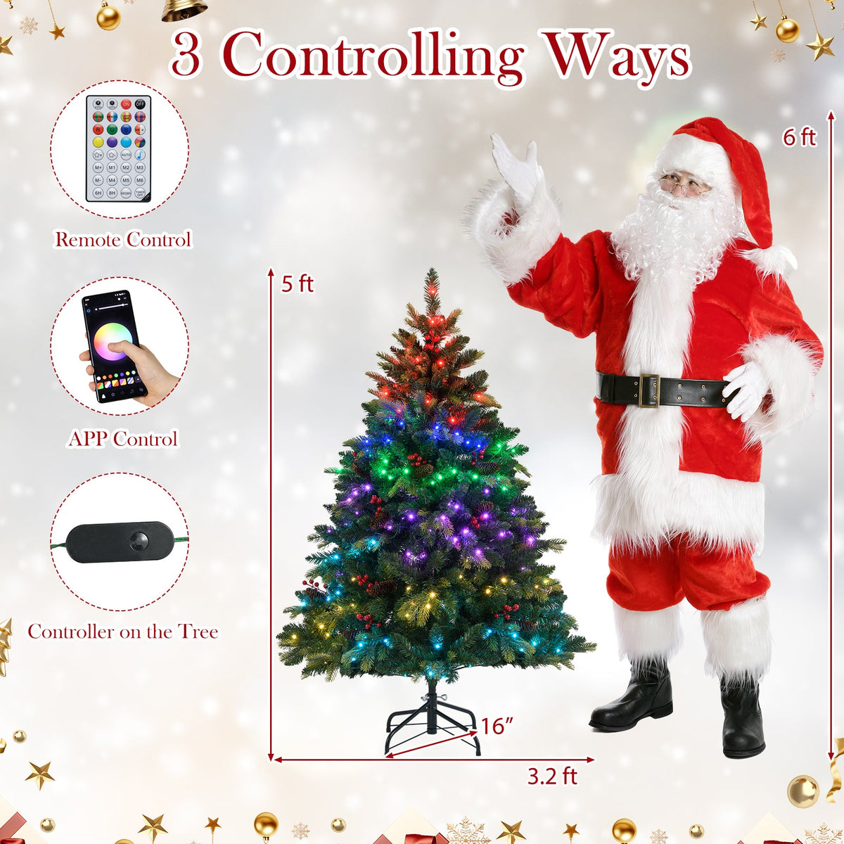 Artificial Christmas tree 5/6/7/8 ft with LED lights and remote app control DirectDeals on Tampa Home & Garden Store