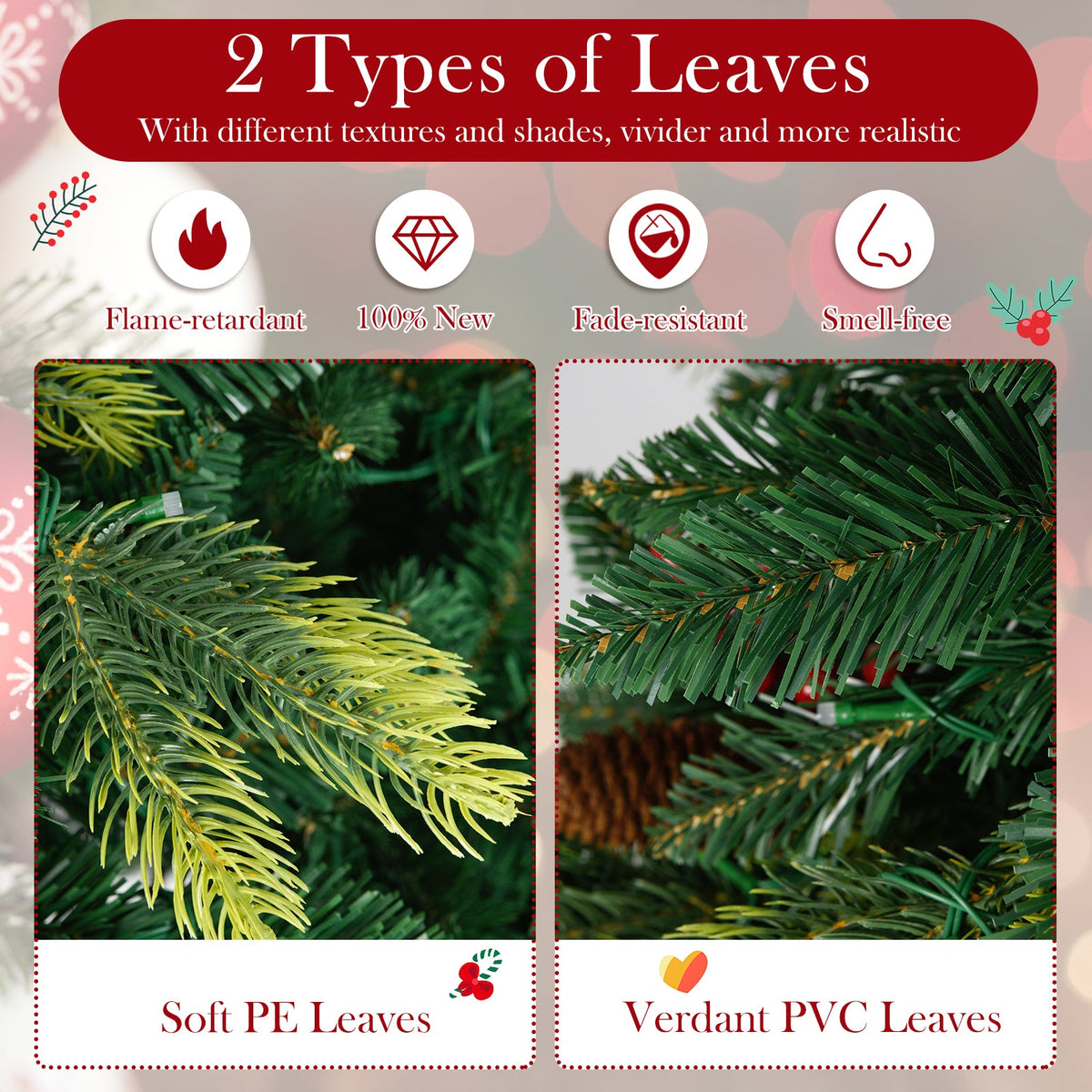DirectDeals artificial tree 5/6/7/8 ft with LED lights and app control; soft PE and PVC leaves on Tampa Home & Garden Store