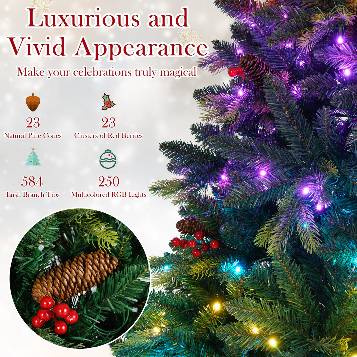 Artificial Christmas Tree by DirectDeals 5/6/7/8 ft with multicolor RGB lights and app on Tampa Home & Garden Store
