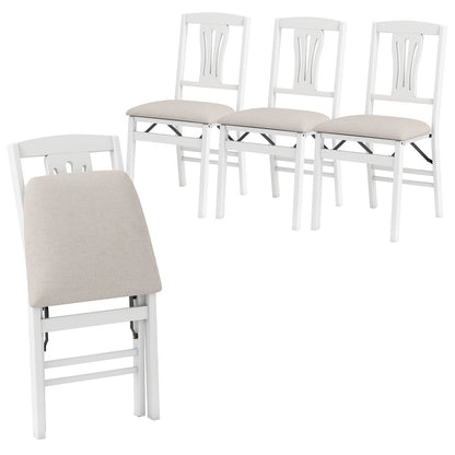 Folding kitchen chairs set of 4 white DirectDeals dining chairs with padded beige seats on Tampa Home & Garden Store