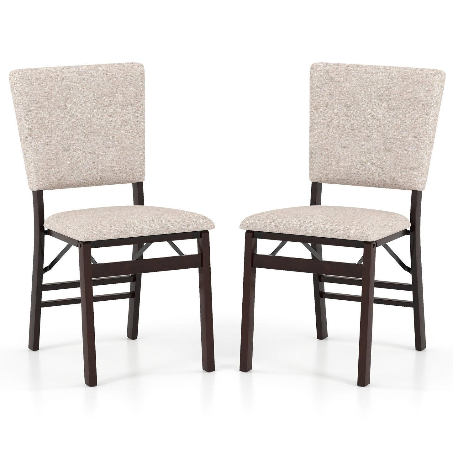 Foldable Dining Chair Set of 2 Armless Kitchen Chair with Padded Seat and Tilt Backrest