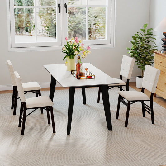 Foldable Dining Chair Set of 4 Armless Kitchen Chair with Padded Seat and Tilt Backrest - Tampa Home & Garden Store