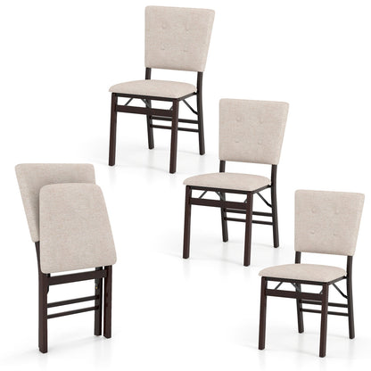 Foldable Dining Chair Set of 4 Armless Kitchen Chair with Padded Seat and Tilt Backrest - Tampa Home & Garden Store