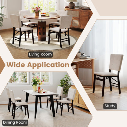 Foldable Dining Chair Set of 4 Armless Kitchen Chair with Padded Seat and Tilt Backrest - Tampa Home & Garden Store