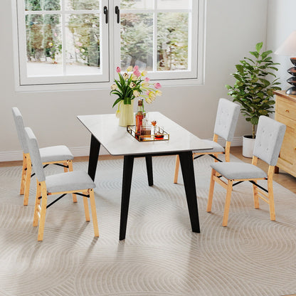 Foldable Dining Chair Set of 4 Armless Kitchen Chair with Padded Seat and Tilt Backrest - Tampa Home & Garden Store