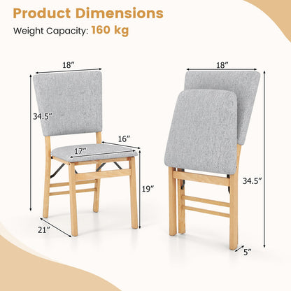 Foldable Dining Chair Set of 4 Armless Kitchen Chair with Padded Seat and Tilt Backrest - Tampa Home & Garden Store