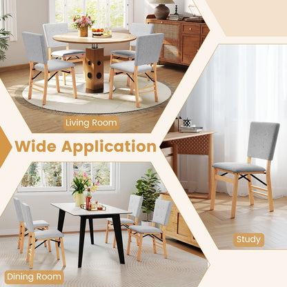 Foldable Dining Chair Set of 4 Armless Kitchen Chair with Padded Seat and Tilt Backrest - Tampa Home & Garden Store