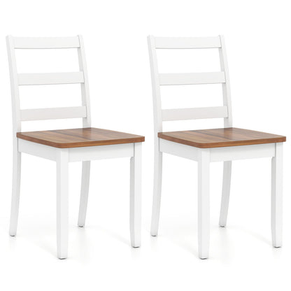 Set of 2 Wood Dining Chairs with Solid Rubber Wood Legs