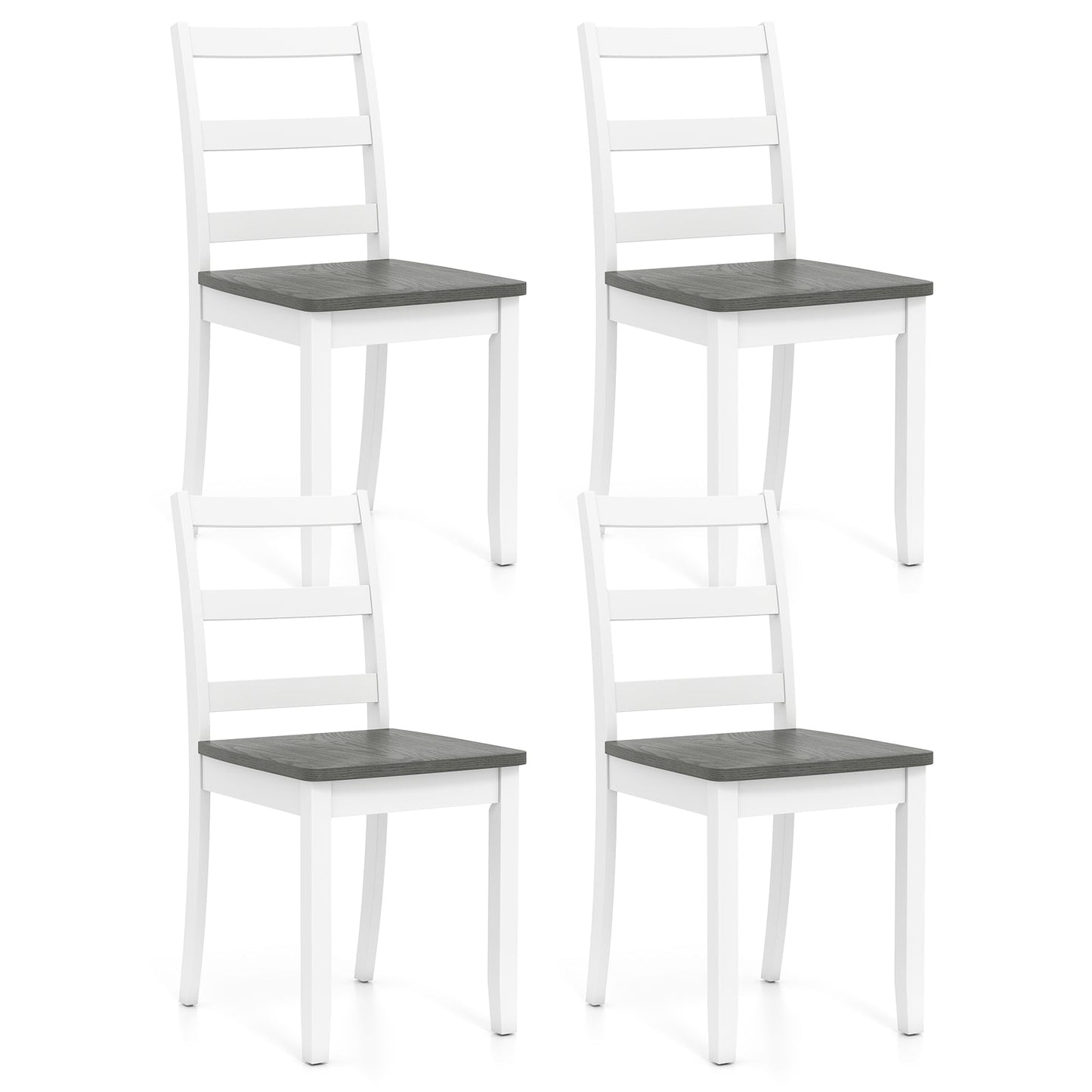 Set of 4 Wood Dining Chairs with Solid Rubber Wood Legs