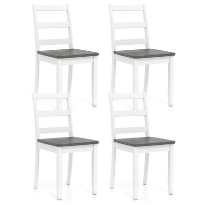 Set of 4 Wood Dining Chairs with Solid Rubber Wood Legs