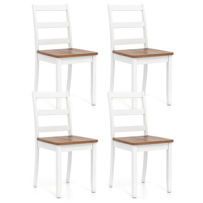 Set of 4 Wood Dining Chairs with Solid Rubber Wood Legs
