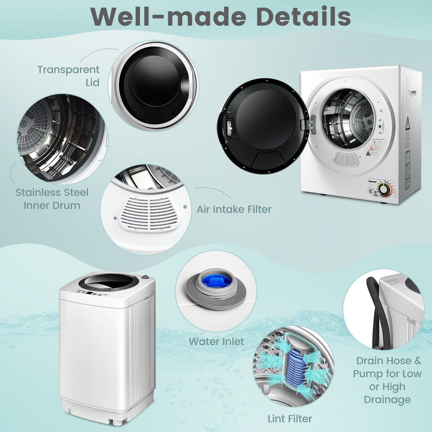Electric Laundry Dryer and Full-Automatic Washing Machine Combo - Tampa Home & Garden Store