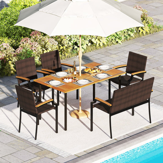 6 Pieces Outdoor Dining Set with Umbrella Hole - Tampa Home & Garden Store