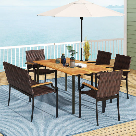 6 Pieces Outdoor Dining Set with Umbrella Hole - Tampa Home & Garden Store