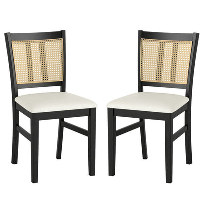 3-Piece Mid-Century Dining Set with 36‚Äù Round Pedestal Table and 2 Farmhouse Rattan Dining Chairs