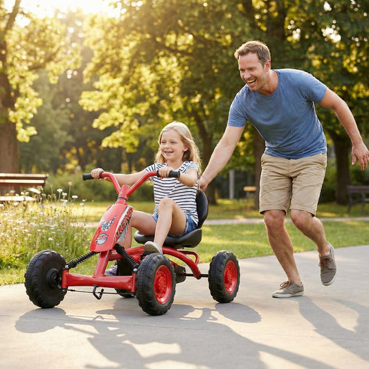 Go Kart for Kids 4 Wheel with Steering Handlebars and Adjustable Seat - Tampa Home & Garden Store