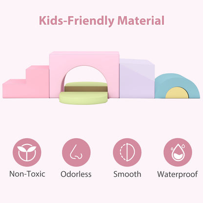7-Piece Soft Foam Toddler Climbing Blocks Set PU Leather for 1+ Year Old
