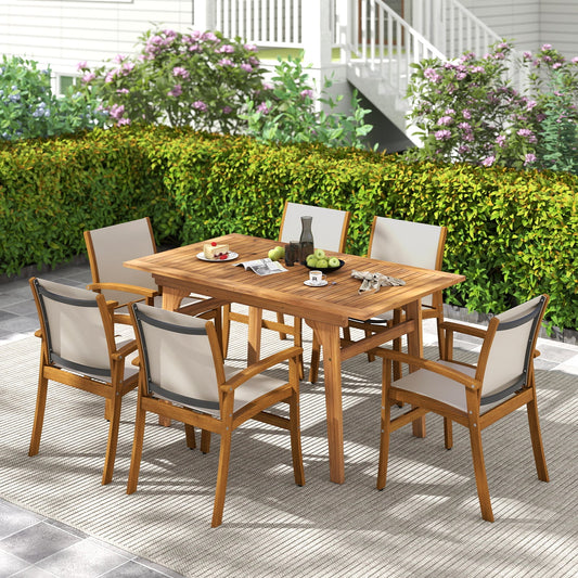 9 Pieces Acacia Wood Patio Dining Set for 6 - Tampa Home & Garden Store
