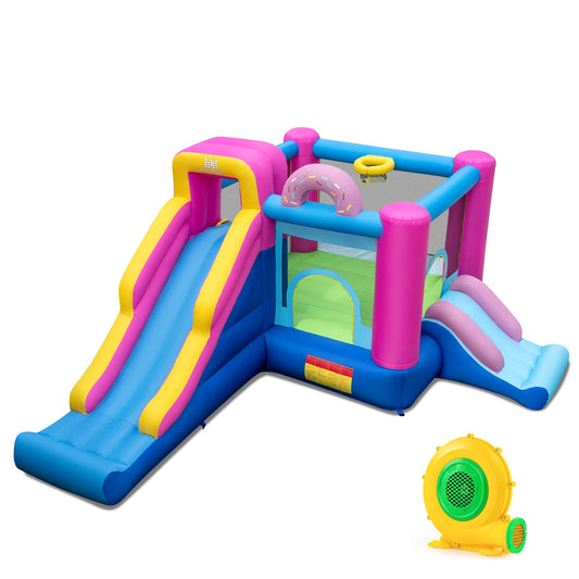 Inflatable Bounce House with Slides and Basketball Hoop (with 680W Blower) - Tampa Home & Garden Store