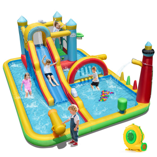 Inflatable Water Slide with Jumping Area and Climbing Wall(with 680W Blower) - Tampa Home & Garden Store