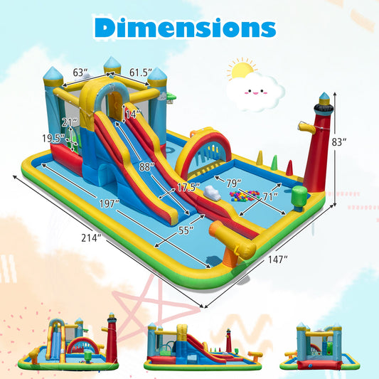 Inflatable Water Slide with Jumping Area and Climbing Wall(with 680W Blower) - Tampa Home & Garden Store