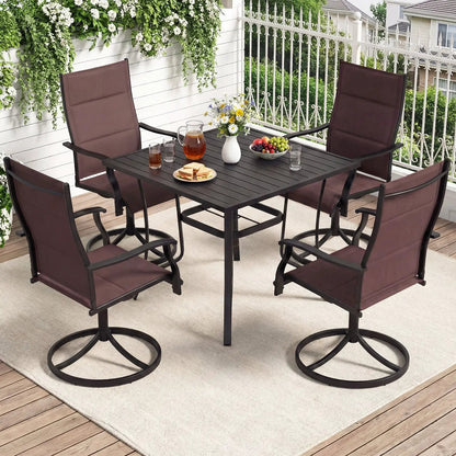 Outdoor Dining Set with 4 Swivel Chairs and Table