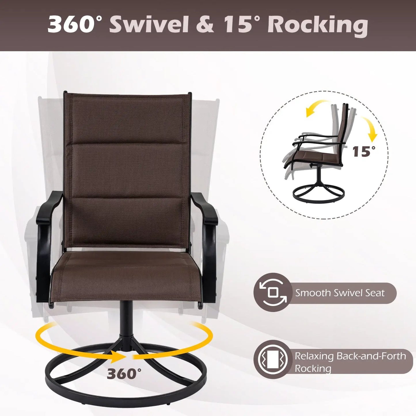 Outdoor Dining Set with 4 Swivel Chairs and Table