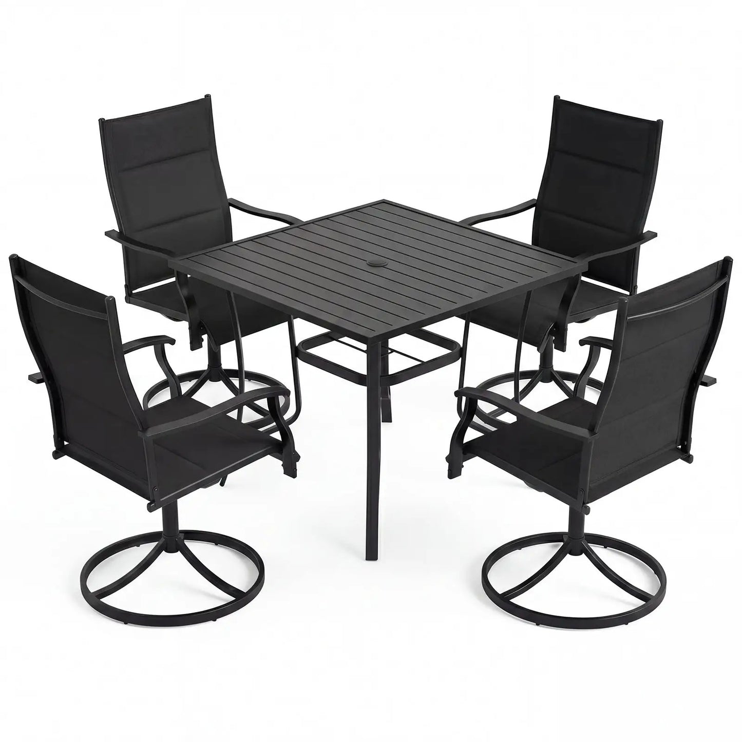 Outdoor Dining Set with 4 Swivel Chairs and Table