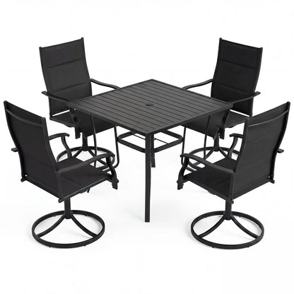 Outdoor Dining Set with 4 Swivel Chairs and Table