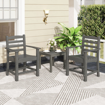 7 Pieces Outdoor Dining Table Set for 6 People 67 Inch HDPE Patio Rectangle Table and 6 Armchairs