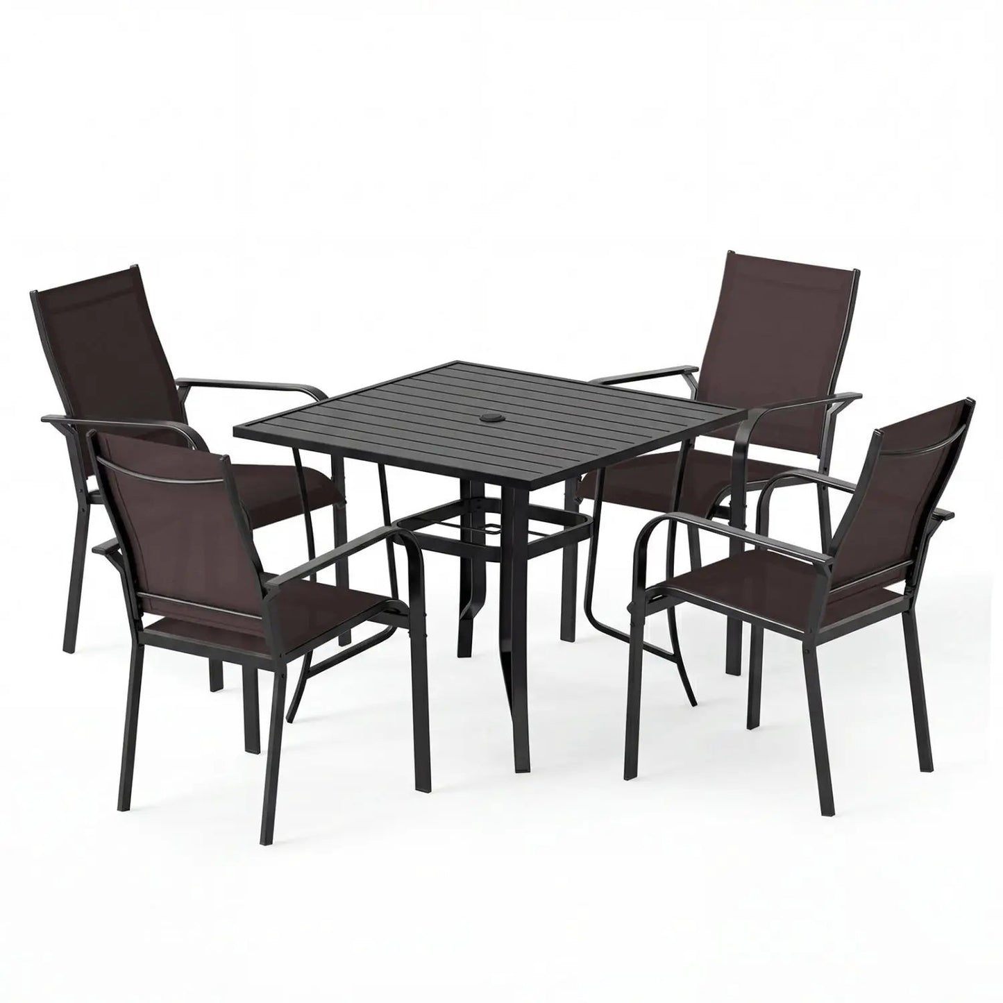 5 Piece Patio Dining Set for Four with Chairs