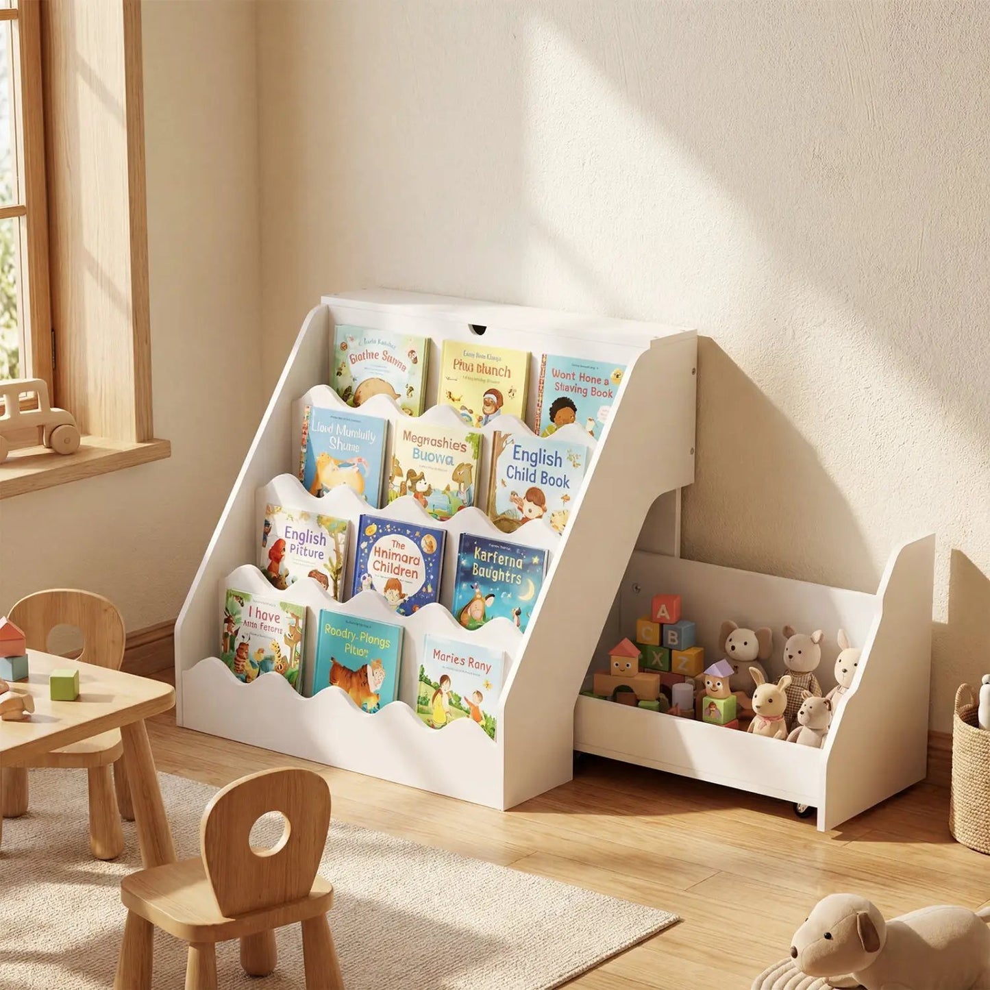 2 in 1 Kids Bookshelf and Toy Storage Organizer