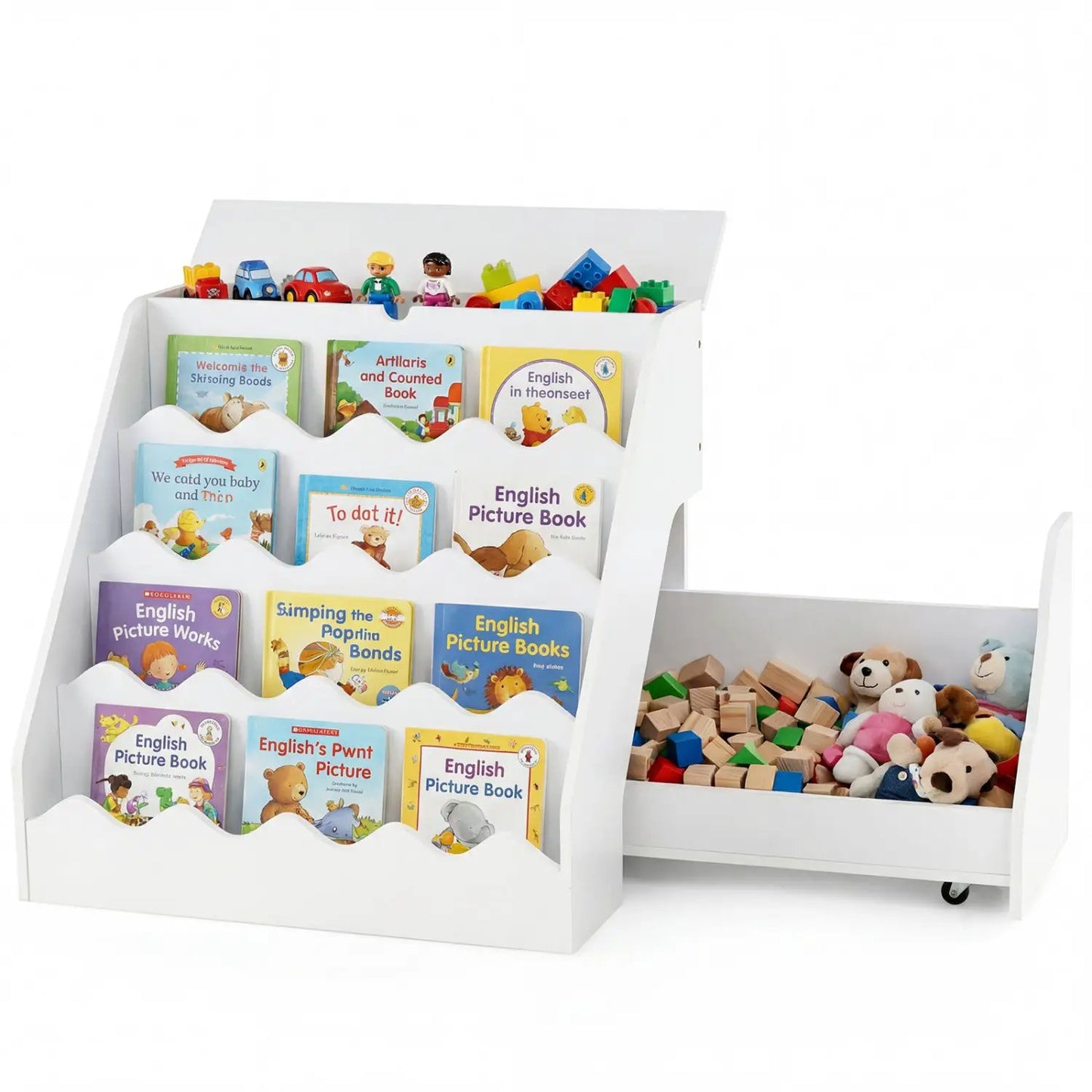 2 in 1 Kids Bookshelf and Toy Storage Organizer
