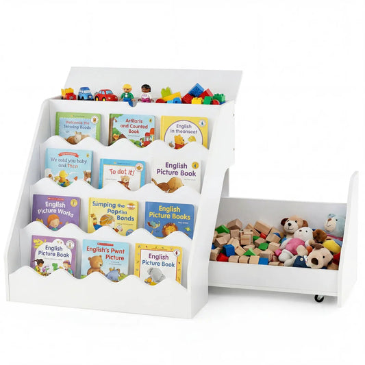 2 in 1 Kids Bookshelf and Toy Storage Organizer