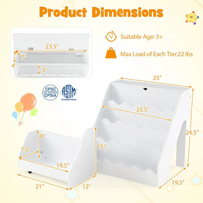 2 in 1 Kids Bookshelf and Toy Storage Organizer