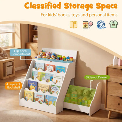 2 in 1 Kids Bookshelf and Toy Storage Organizer