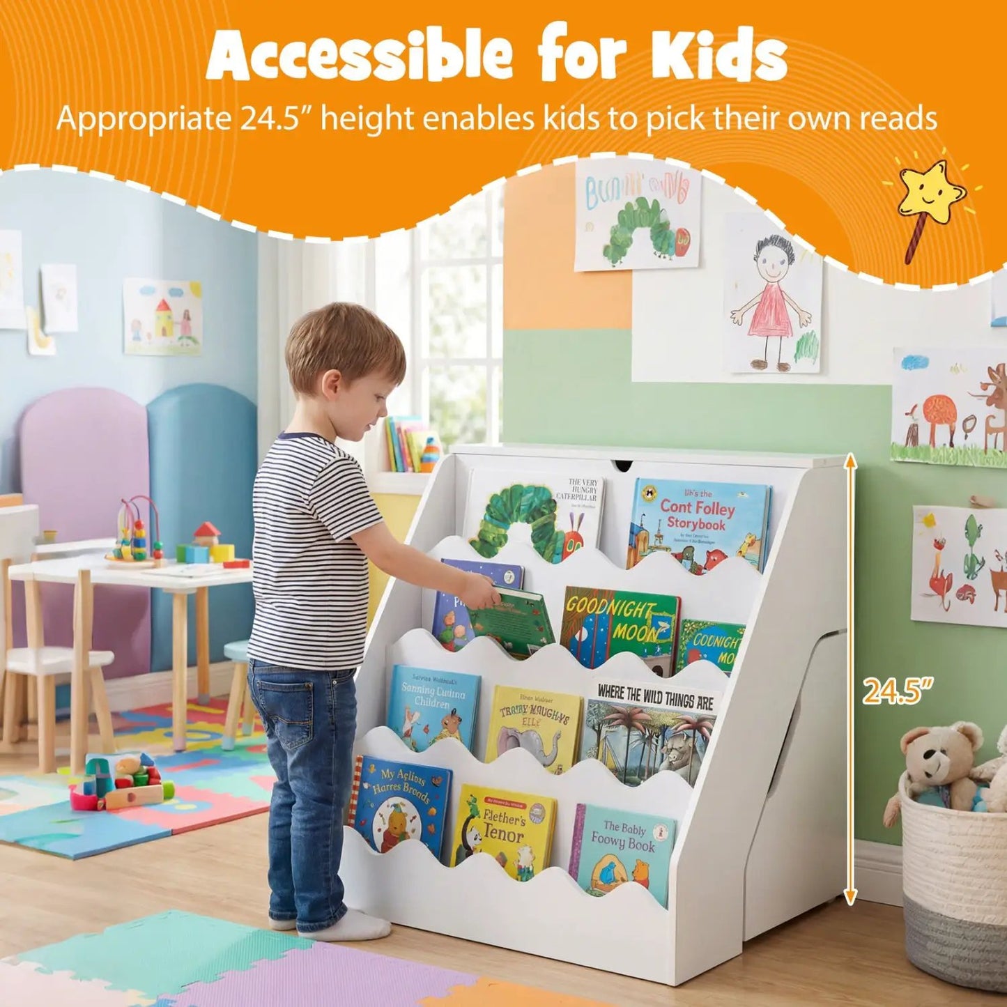 2 in 1 Kids Bookshelf and Toy Storage Organizer