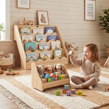 2 in 1 Kids Bookshelf and Toy Storage Organizer