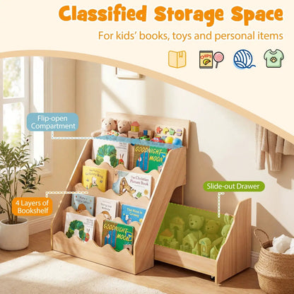 2 in 1 Kids Bookshelf and Toy Storage Organizer