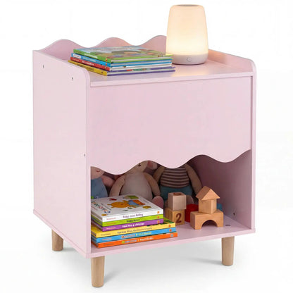 Toddler Scalloped Side Table With Open Storage