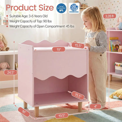 Toddler Scalloped Side Table With Open Storage