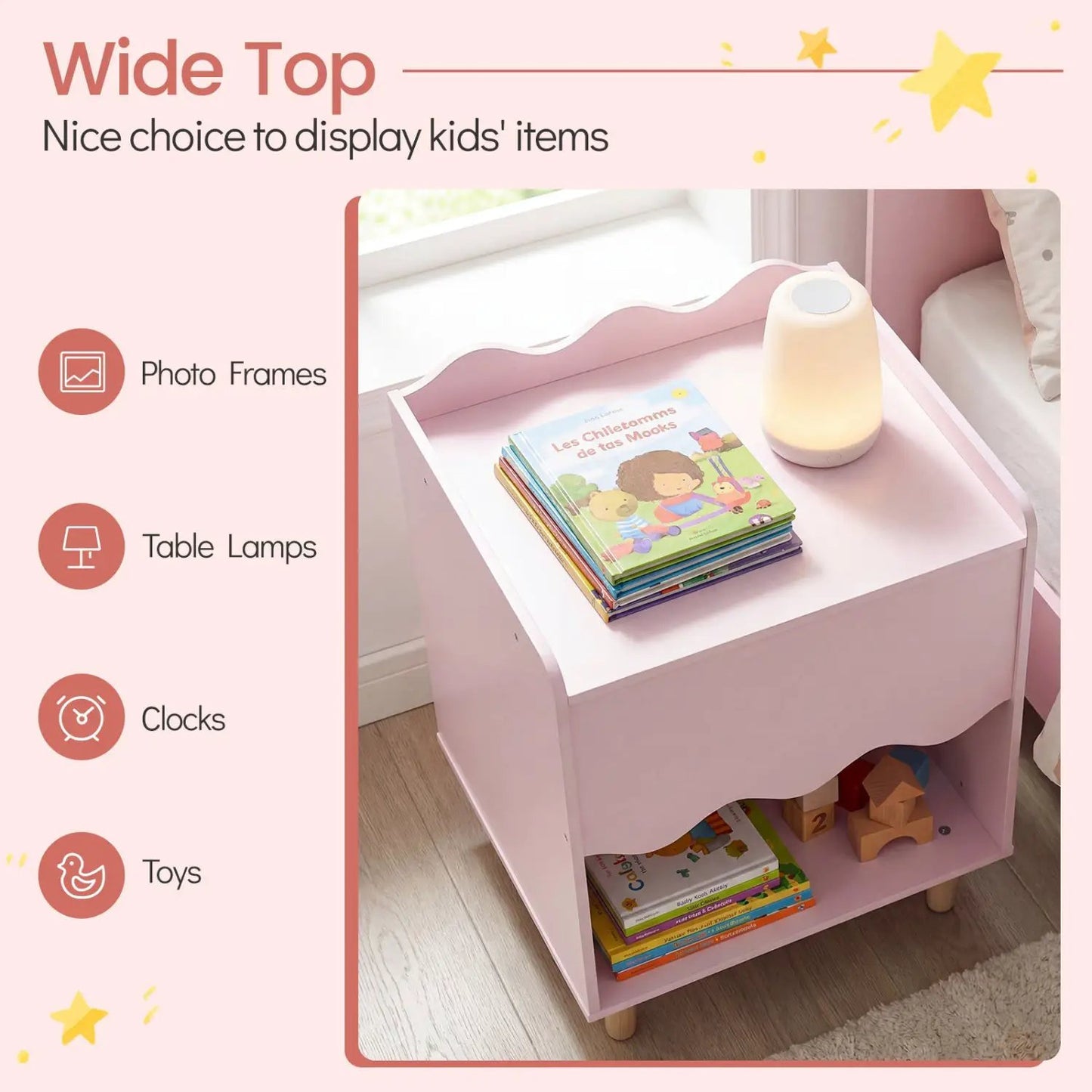 Toddler Scalloped Side Table With Open Storage