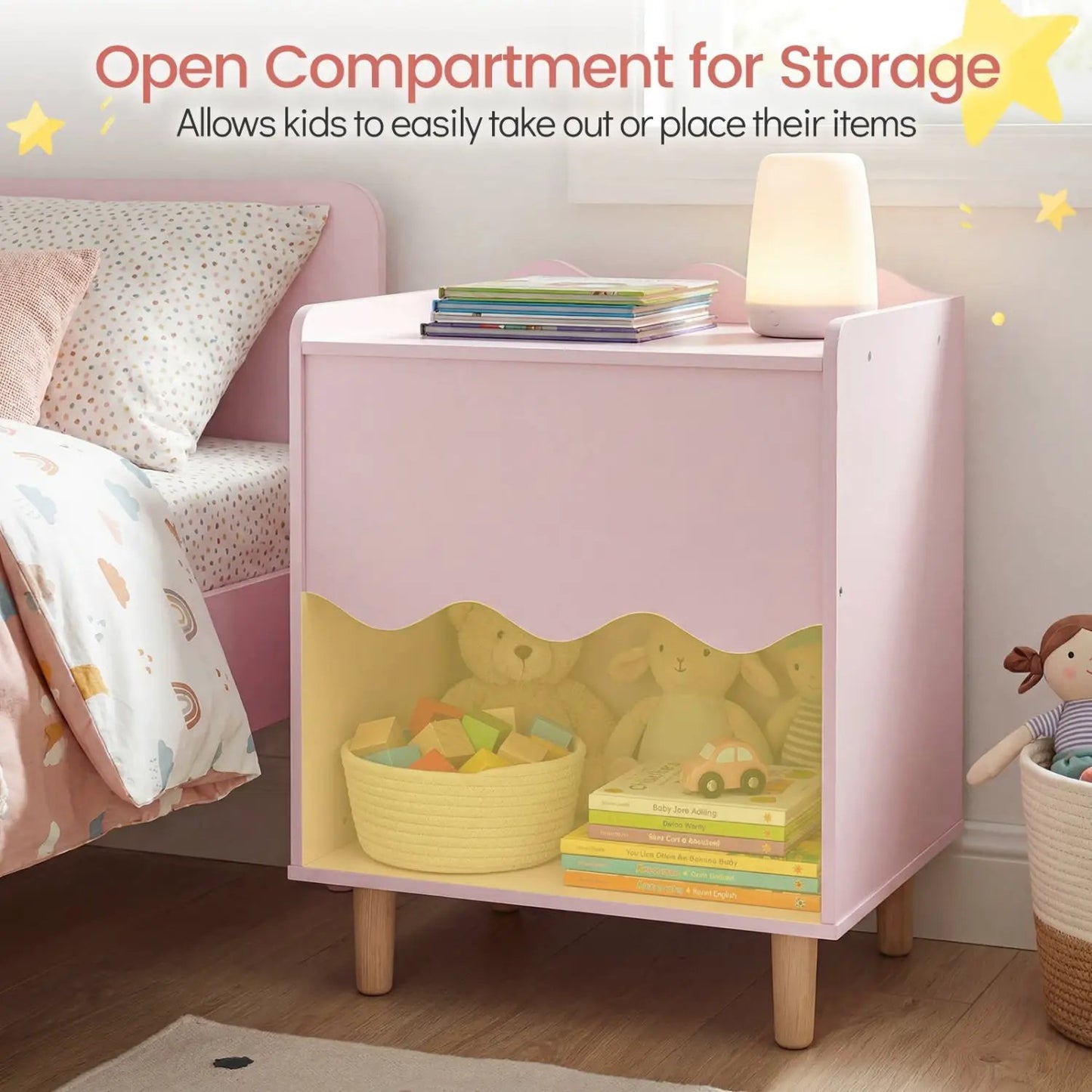Toddler Scalloped Side Table With Open Storage