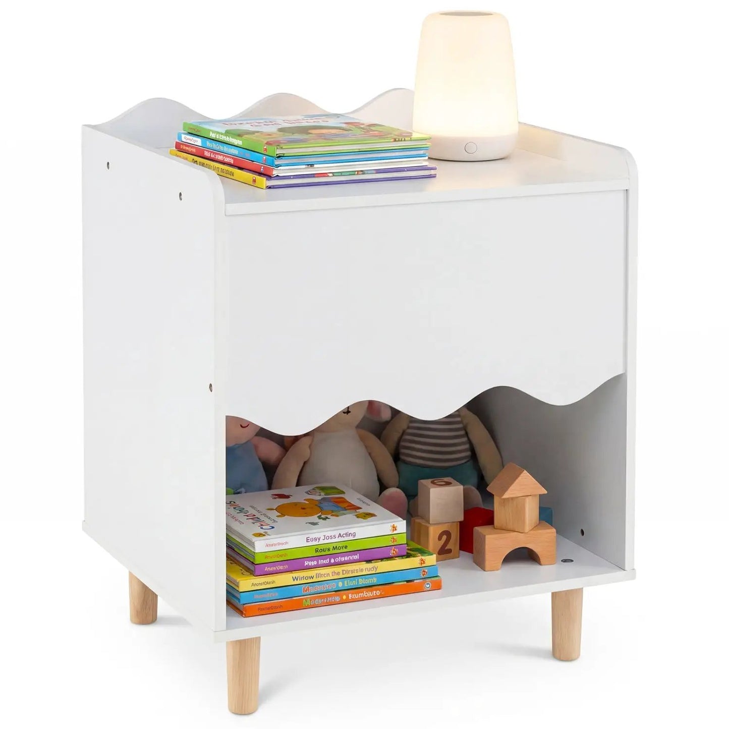 Toddler Scalloped Side Table With Open Storage