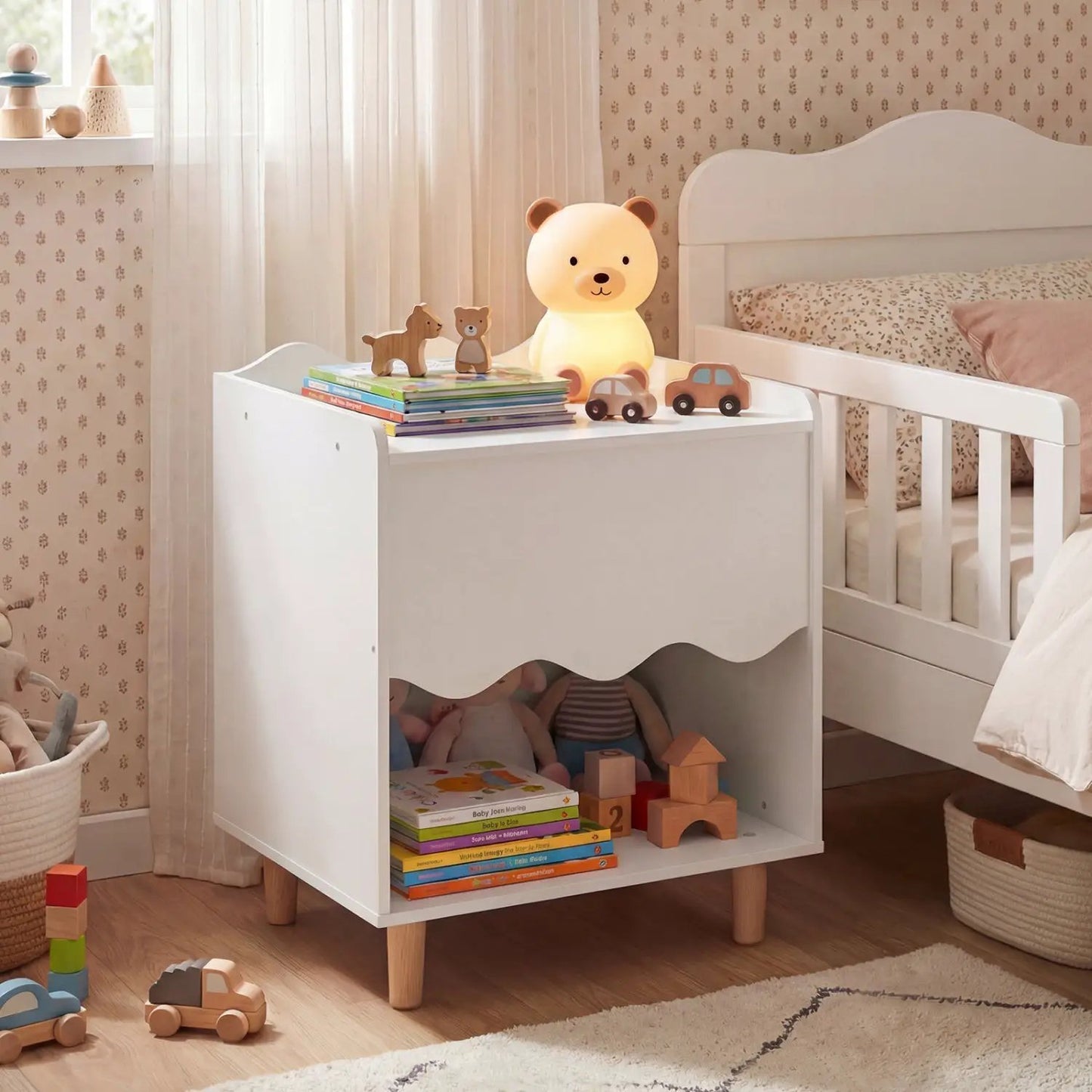 Toddler Scalloped Side Table With Open Storage