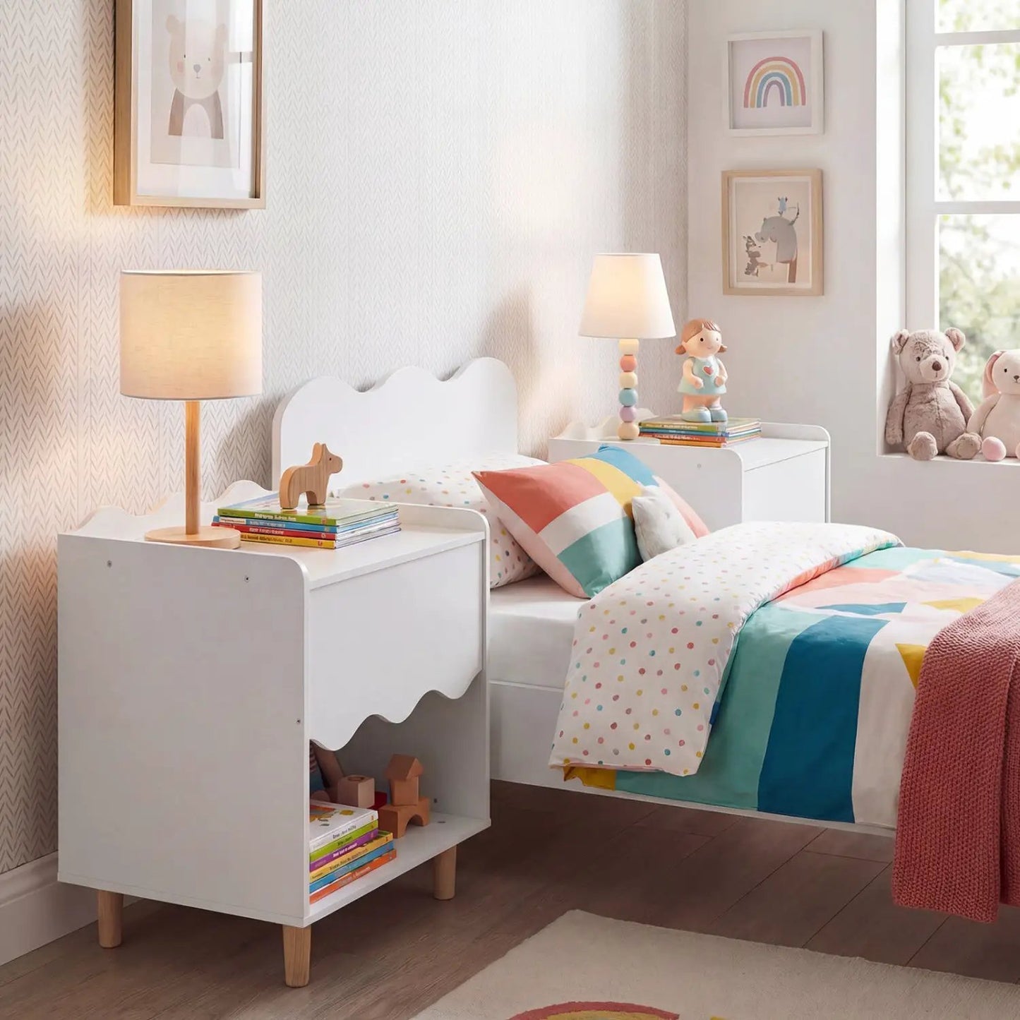 Toddler Scalloped Side Table With Open Storage