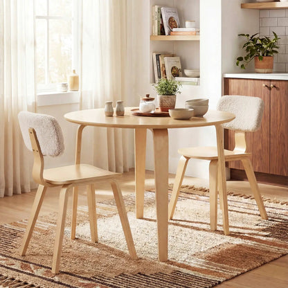 Rubber Wood 3 Piece Dining Set with Padded Chairs